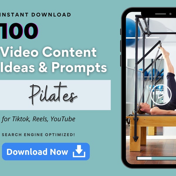 100 Pilates Instructor Video Content Ideas for Tiktok,Reels,YouTube,Viral Tiktok Prompts, Pilates Studio Content Template, Pilates Class