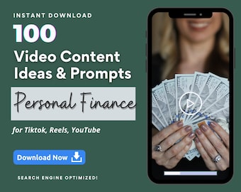 100 Finance Video Content Ideas for Tiktok,Reels,YouTube,Viral Tiktok Prompts,Gain More Followers, Finance Blogger Content Templates