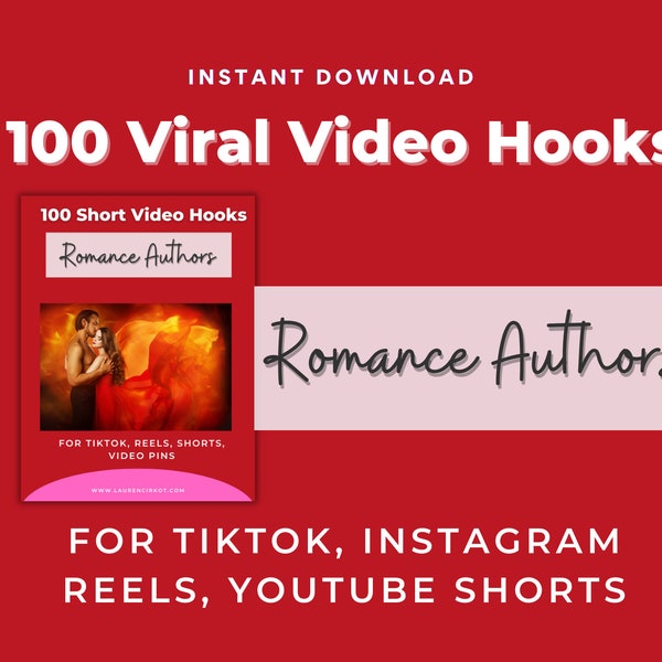 Romance Author Video Hooks, Romance Author Instagram Reels Template, Video Templates, Bookstagram Social Media, Romance Author Branding