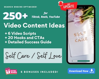 Self Care Video Content Ideas for Tiktok, Reels, YouTube, Viral Tiktok Prompts, Mental Health Content Template, Self Care Coach Instagram