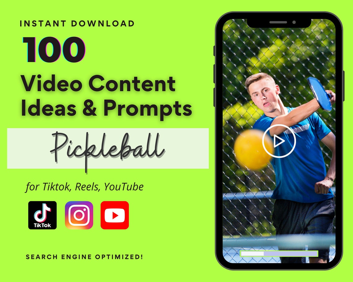 Pickleball Viral Video Ideas for Tiktok Reels Youtube Viral Etsy