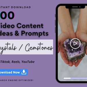 Crystal & Gemstone Video Content Ideas for Tiktok,Reels, YouTube, Viral Tiktok Prompts, Light Worker, Crystal Shop, New Age Shop, Spiritual