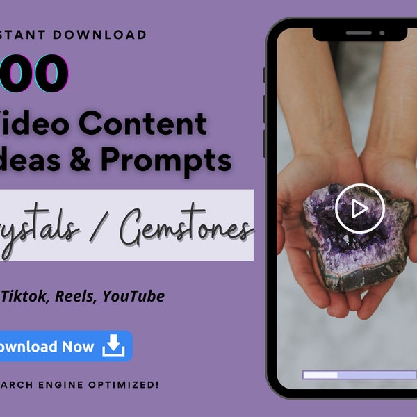 Crystal & Gemstone Video Content Ideas for Tiktok,Reels, YouTube, Viral Tiktok Prompts, Light Worker, Crystal Shop, New Age Shop, Spiritual