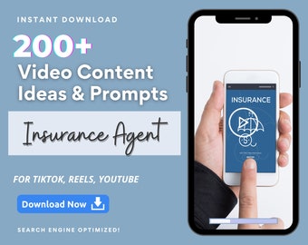 200 Insurance Agent Video Content Ideas for Tiktok,Reels,YouTube,Viral Tiktok Prompts, Insurance Content Ideas, Auto, Health, Business, Home