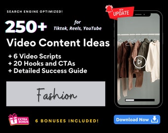 250+ Fashion Video Content Ideas: Social Media Prompts (Digital Download)