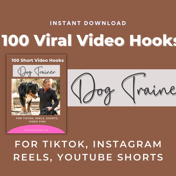 Dog Trainer Video Hooks, Dog Training Business Template, Dog Training Instagram Post Template, Social Media Posts for Dog Trainer, Dog Video
