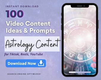 Astrology Video Content Ideas for Tiktok, Reels, YouTube for Astrologers, Viral Video Prompts, Gain More Followers, Instagram Templates
