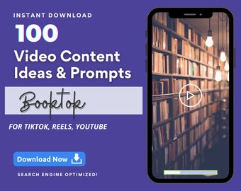 Booktok Video Content Ideas for Tiktok, Instagram Reels, YouTube, Viral Tiktok Prompts, Book Journal, Book Enthusiast, Author Instagram