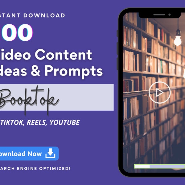Booktok Video Content Ideas for Tiktok, Instagram Reels, YouTube, Viral Tiktok Prompts, Book Journal, Book Enthusiast, Author Instagram