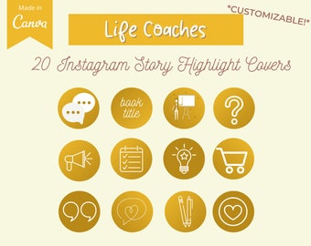 Yellow Instagram Highlights for Life Coaches, Life Coach Instagram Stories Highlights, Coach Icons, Life Coach Icons Instagram, Yellow Brand