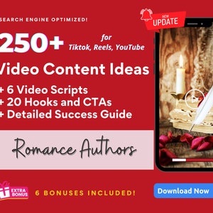 Romance Author Novelist Video Content Ideas for Tiktok, Reels, YouTube, Romance Author Instagram Post, Booktok, Book Lovers, Bookstagram