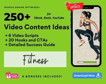 Fitness Video Content Ideas for Tiktok, Instagram Reels, YouTube, Gym Templates, Personal Trainer Social Media, Fitness Influencer Template