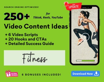 250+ Fitness Video Ideas: Social Media Content Prompts (Digital Download)