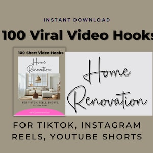 Home Renovation Video Hooks, Home Renovation Planner, Home Improvement Instagram Template, Home Renovation Social Media Branding Post