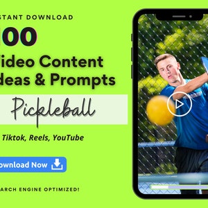 Pickleball-videoidéer: 100 TikTok-prompter (digital nedladdning)