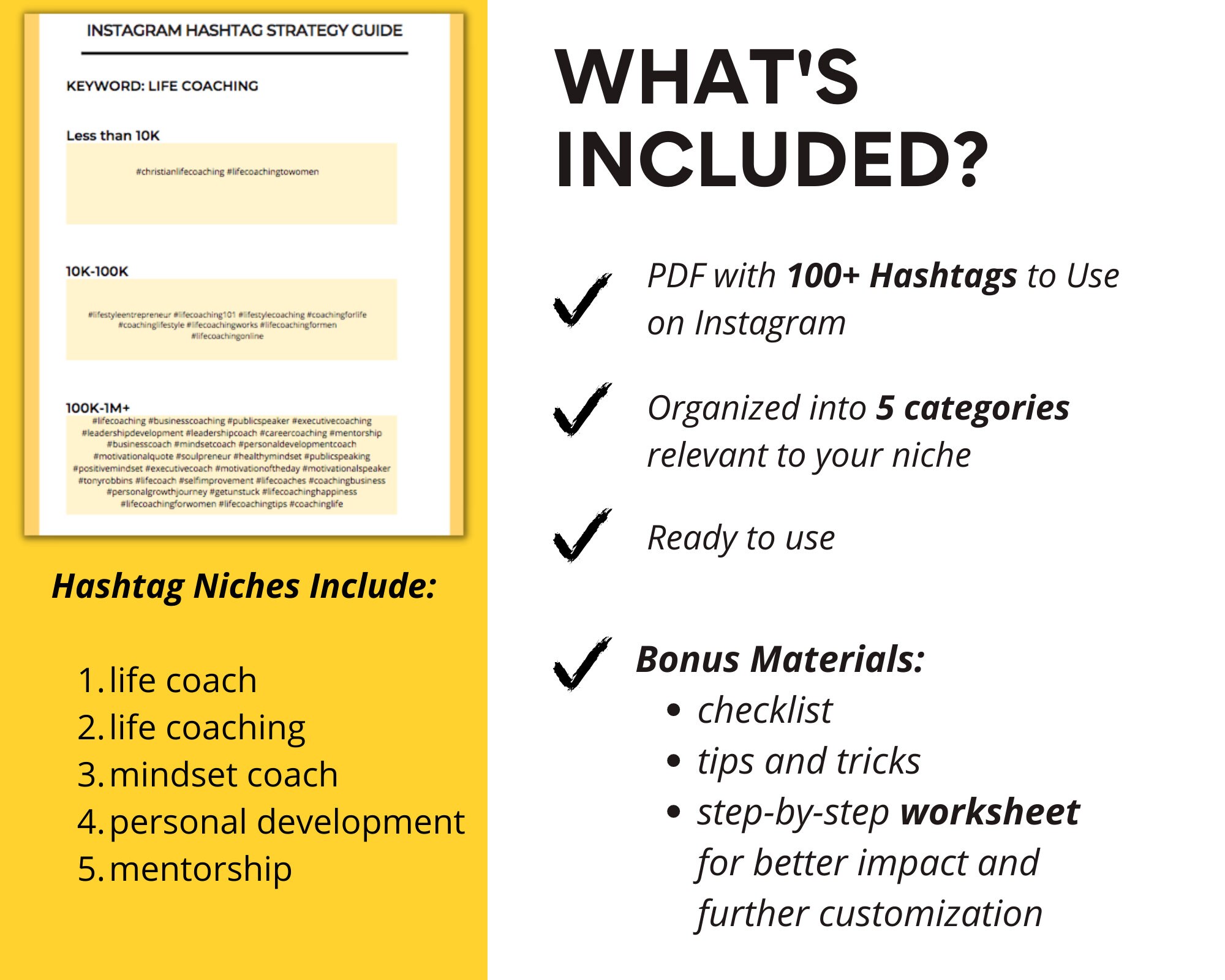 100 Life Coach Hashtags Strategy and Planning Guide Grow Etsy