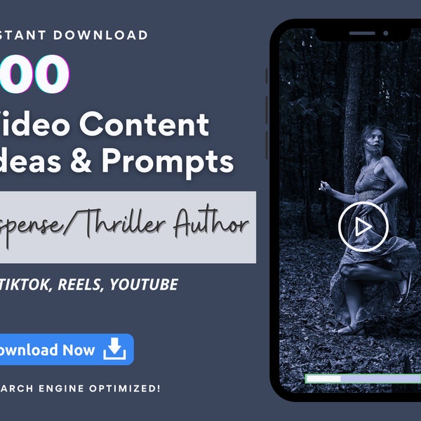 100 Suspense/Thriller Author Novelist Video Content Ideas for Tiktok,Reels,YouTube, Viral Video Prompts, Suspense/Thriller Book Writers