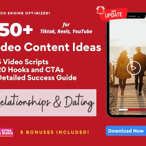 250+ ideeën voor relatie- en datingvideo's: contentprompts (digitale download)