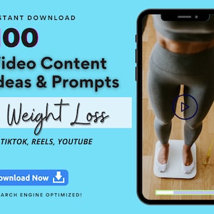 Weight Loss Video Content Ideas for Tiktok,Reels,YouTube,Viral Tiktok Prompts, Weight Loss Template, Health Coach, Fitness, Nutritionist