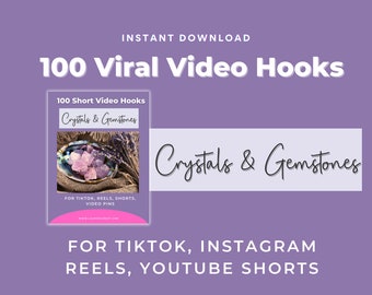 Crystal Video Hooks, Crystal Purpose Social Media Posts, Spiritual Instagram Canva Template, Crystals and Uses Social Media Template