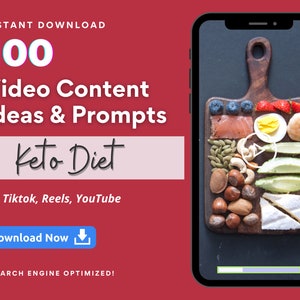Keto Diet Video Content Ideas for Tiktok, Reels, YouTube, Tiktok Prompts, IG Keto Diet Template, Ketogenic Marketing Plan, Keto Diet Posts