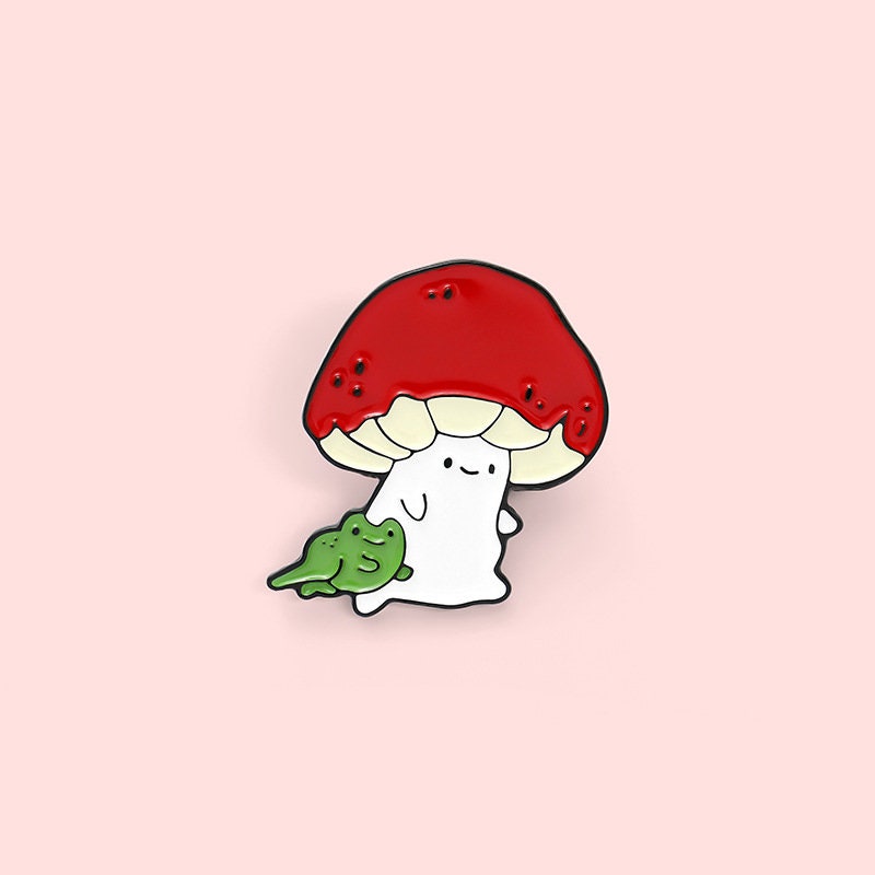 Cute mushroom frog funny pin enamel pins label pin hard enamel pin cute enamel pin kawaii pins Gift for her cartoon enamel pin