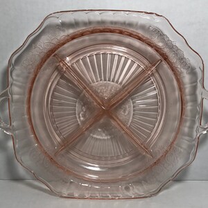 Anchor Hocking Glass Co. « Open Rose » plat à relish des années 30
