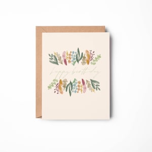 Cartão de aniversário em aquarela floral