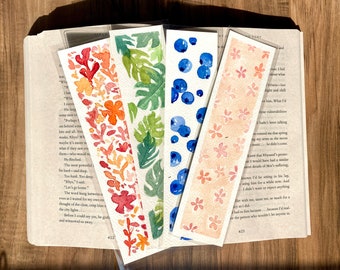 Hand-Painted Watercolor Bookmark - Floral Bookmark - Handmade Bookmark -