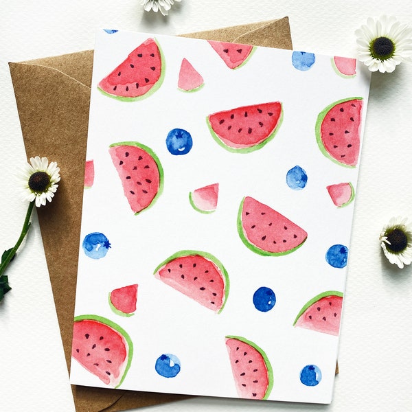 Melon Berry Notecard with Envelope - 5 pk Notecard - Bridal Shower Invitations - Baby Shower Invites - eco-friendly cards