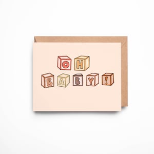 O Schätzchen! Baby Blocks Karte - neues Baby - Babypartykarte - Baby-Glückwünsche