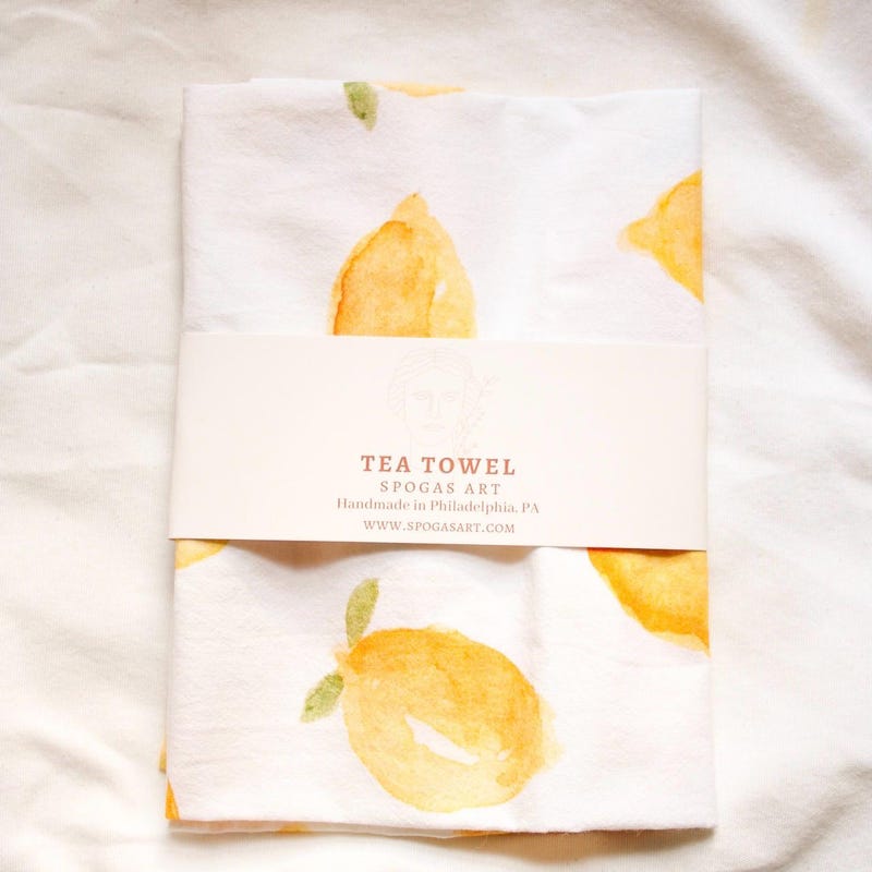 Linen Tea Towel Lemon - Etsy