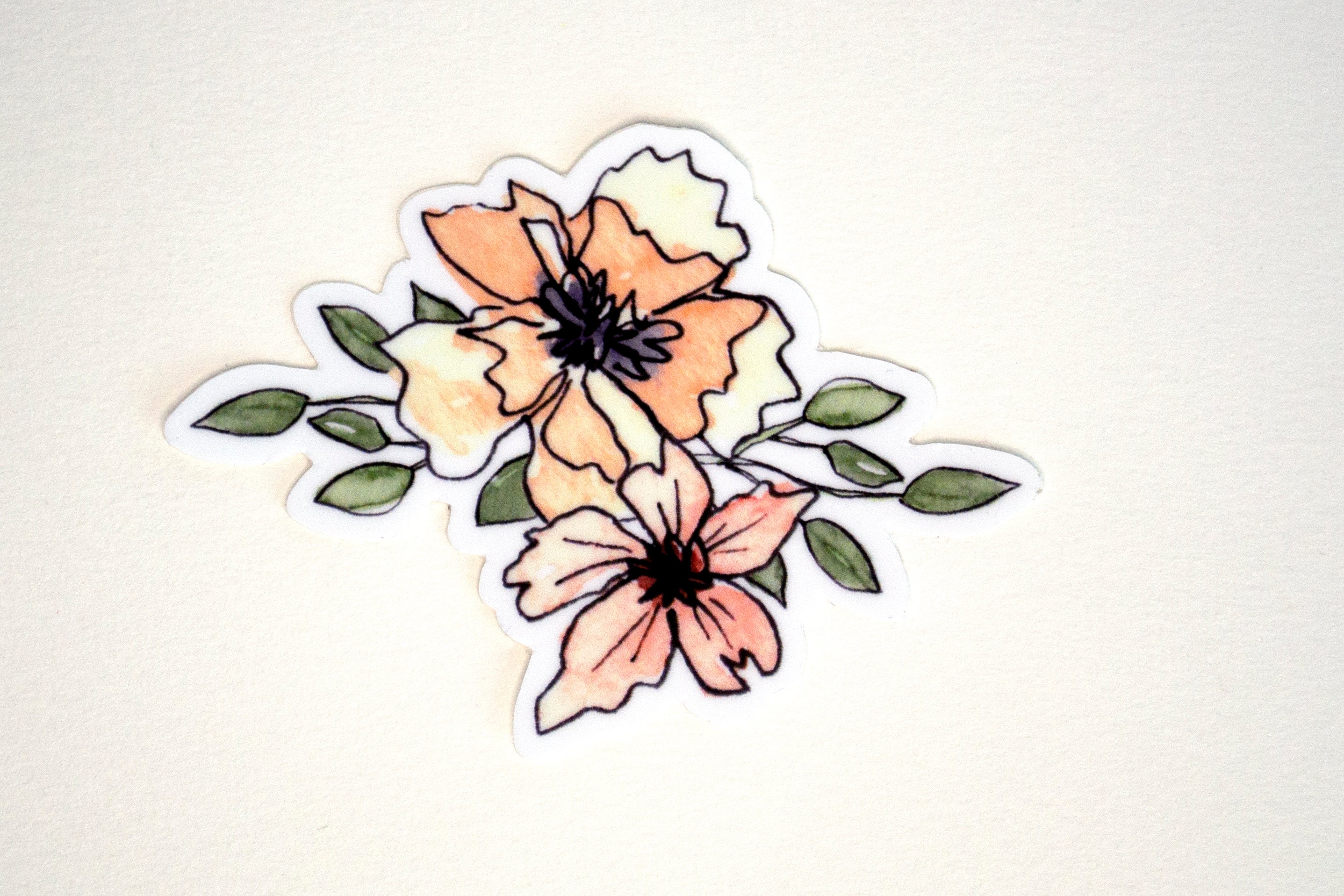 Watercolor Floral Bouquet Vinyl Sticker - 3" Vinyl Decal - Waterproof ...