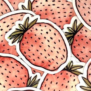 Strawberry Vinyl Sticker - 2&quot; Vinyl Decal - Waterproof Weatherproof Sticker - Laptop Sticker - Water Bottle Sticker