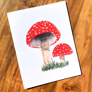 Watercolor Mushroom Print - Red Cap Mushroom - Cottage Core Decor
