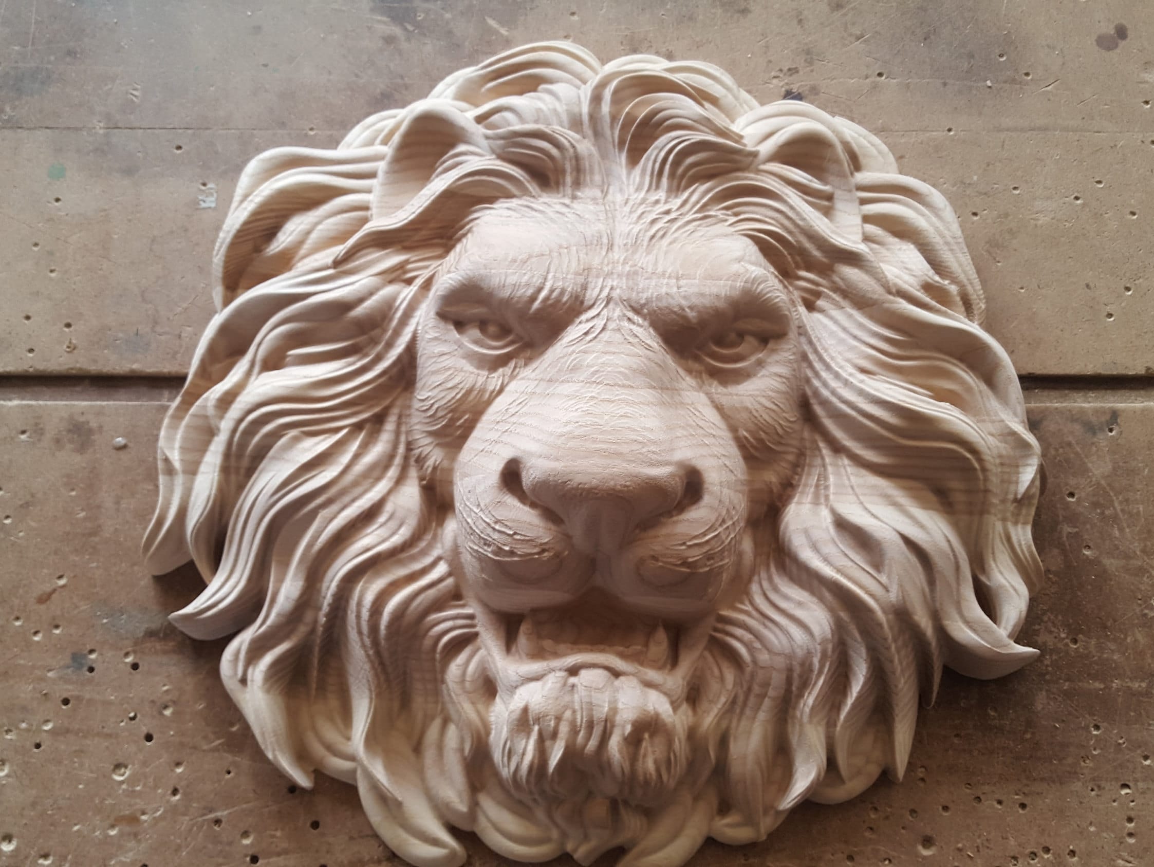 Lion head pediment applique, Carved Wood Face, Wood Carving Wall Art
