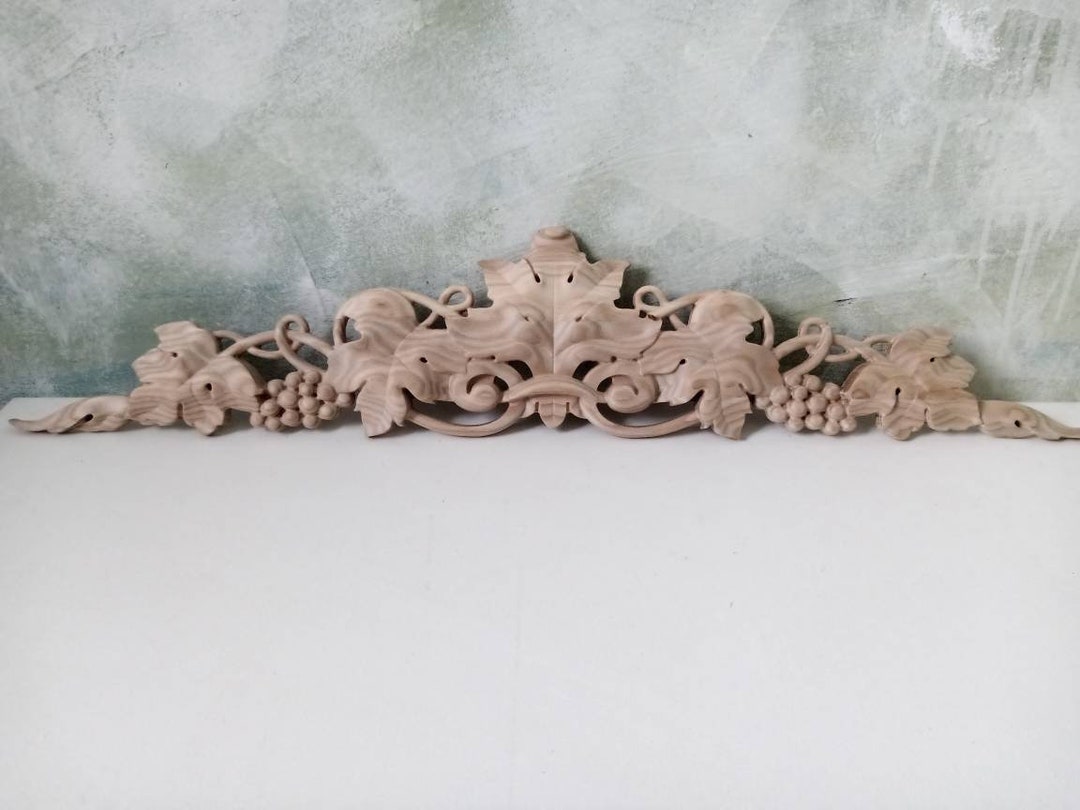 Wooden Carved Ornament Wooden Decor for Furniture DIY Etsy