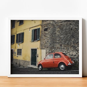 Italy Photography, Red Car Print, Red Car Printable,Vintage Car Art Print, Printable Wall Art, Art Print, Italian Fiat 500, Italy Wall Art