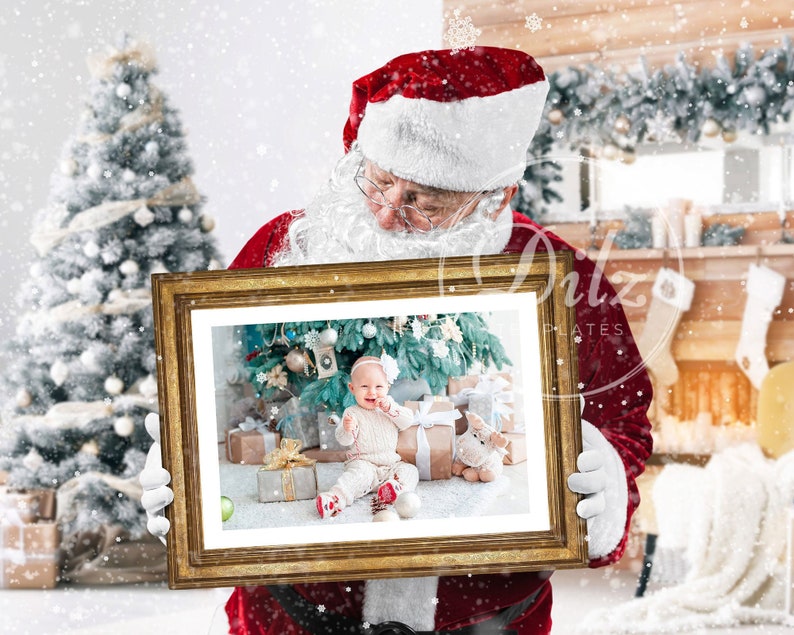 Santa holding photo frame digital template & PNG Etsy