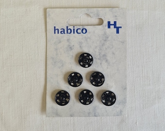 Habico press stud poppers sew on black 13mm