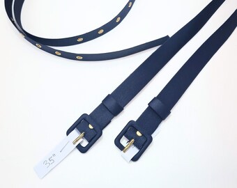 Navy Satin handmade fabric covered belt