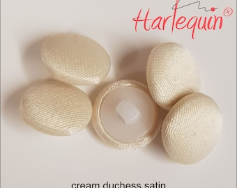 Fabric Covered Bridal Buttons 11mm (size 18''') Cream Duchess Satin by Harlequin