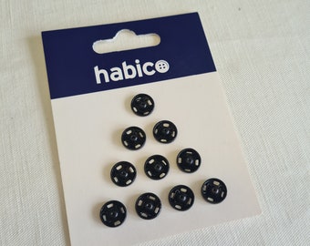 Habico press stud poppers sew on black 9mm