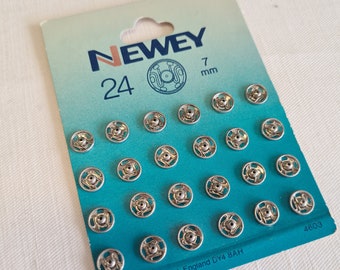 Newey vintage press stud poppers sew on silver 7mm