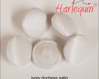 Fabric Covered Bridal Buttons 11mm (size 18''')Ivory Duchess Satin by Harlequin