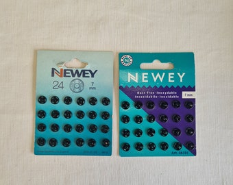 Newey vintage press stud poppers sew on black 7mm