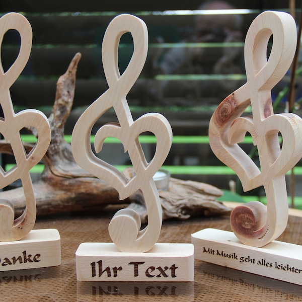 Clef made of pine wood also personalized