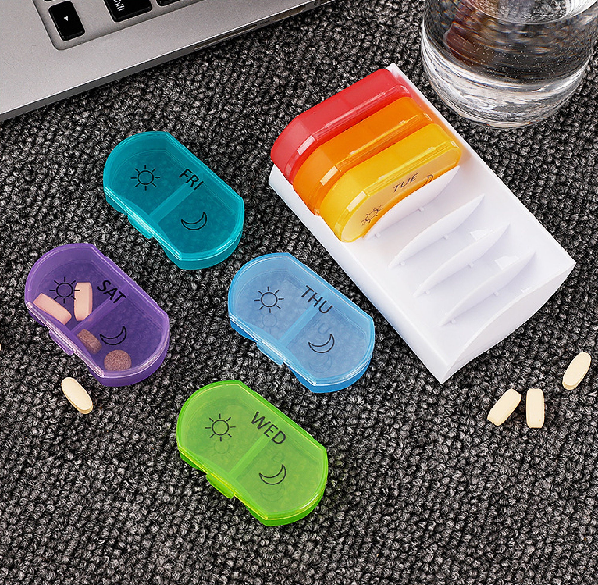 One week pill box colorful portable mini pill box 7day Etsy