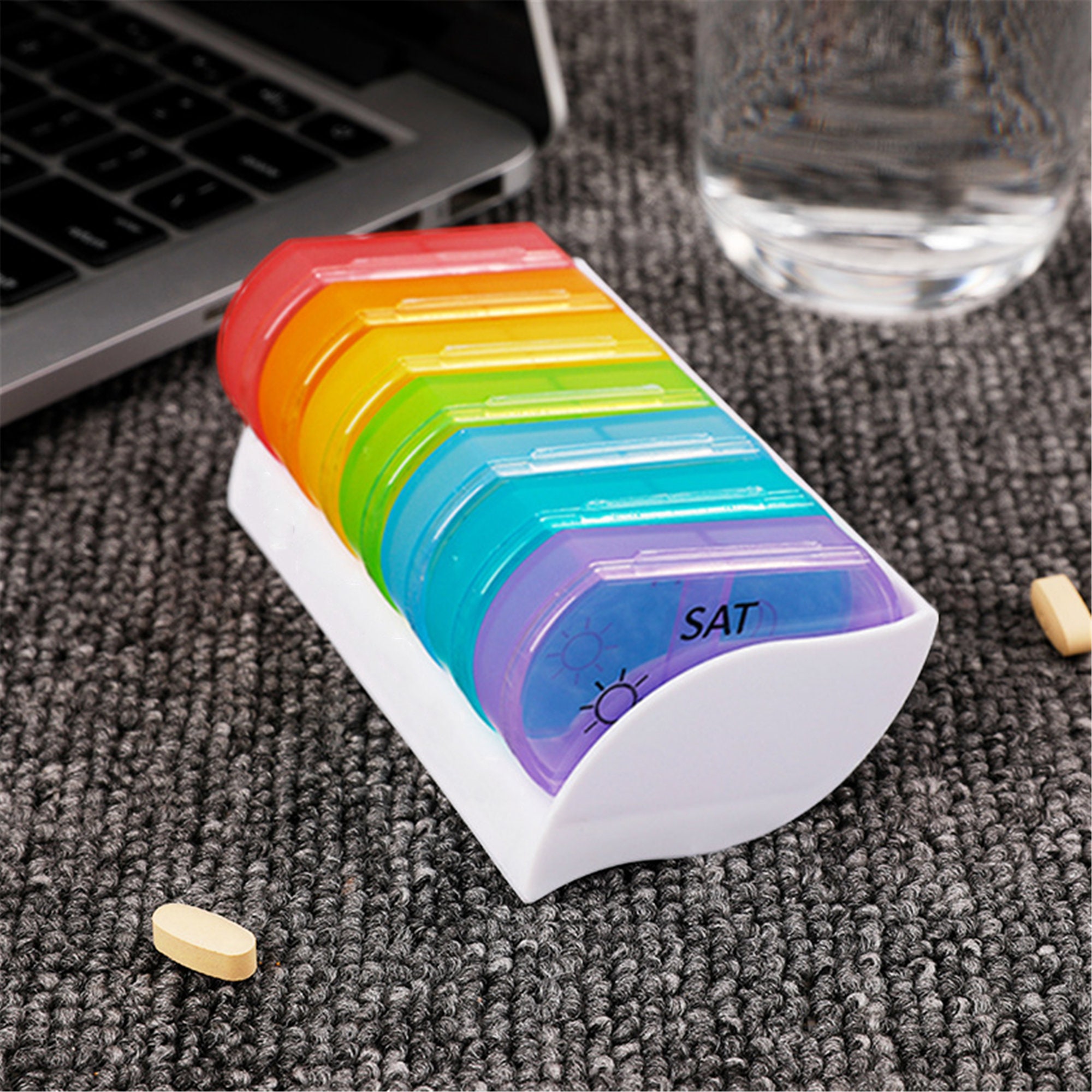 One week pill box colorful portable mini pill box 7day Etsy