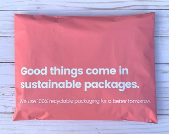 Eco-friendly Poly Mailers 10 x 13, Pink, Pack of 25, 50, 75 or 100, Sustainable Packaging, 100% Recyclable, Shipping Bags, Holiday Christmas